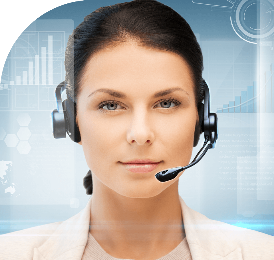 Call center employee with headset